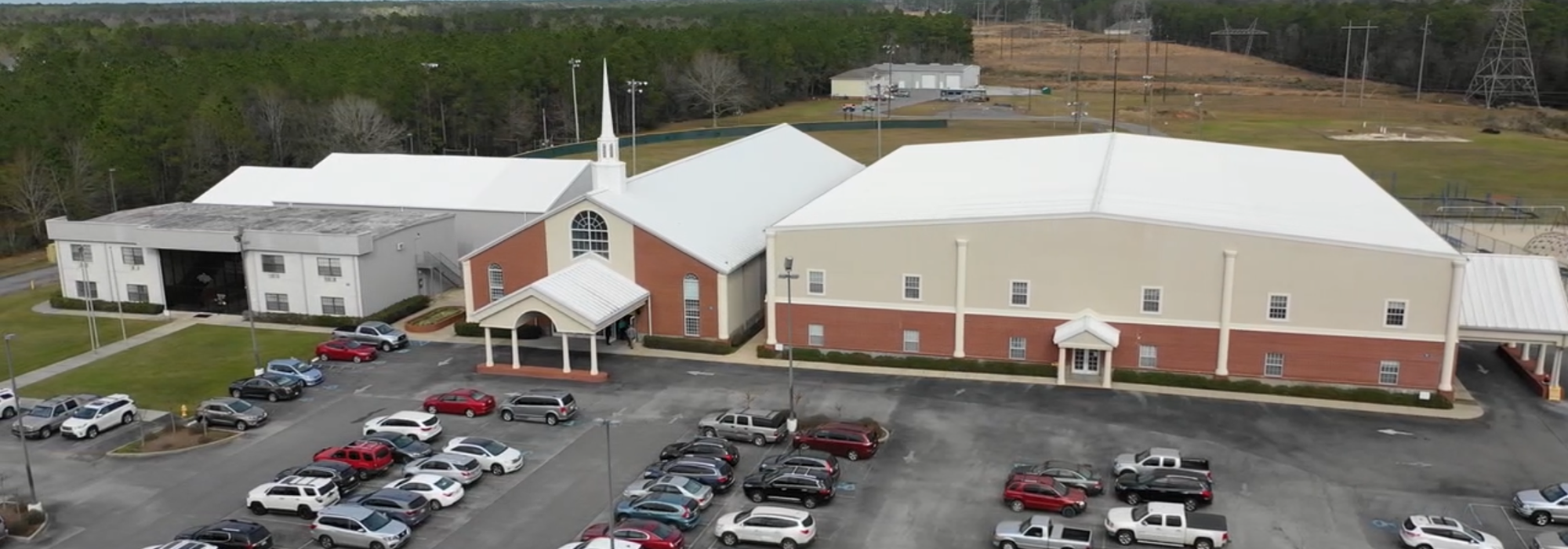 School, church and elementary building